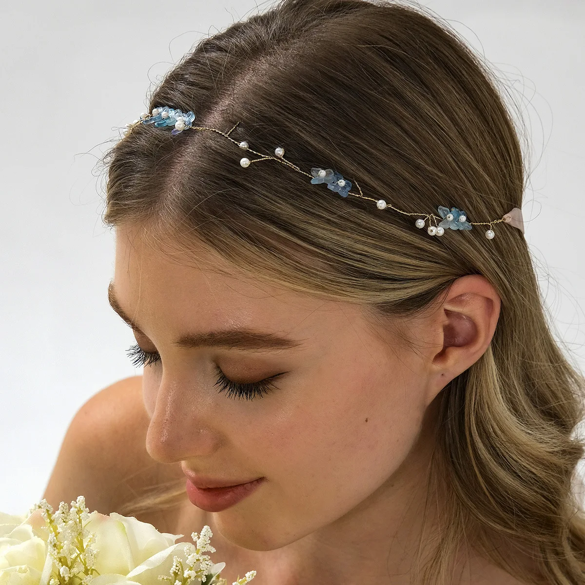 Spring Flower Headbands for Women Girls Hair Accessories White Flower Green Leaf Hairbands Simple Tiaras and Crowns Hair Jewelry