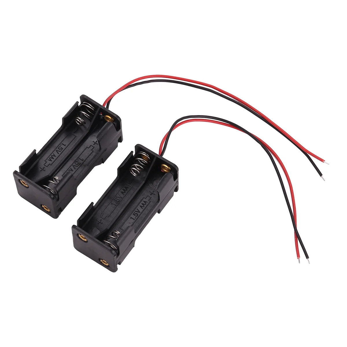 2pcs Black 2-Layers 4 x 1.5V AAA Battery Holder Case Box w Wire Leads