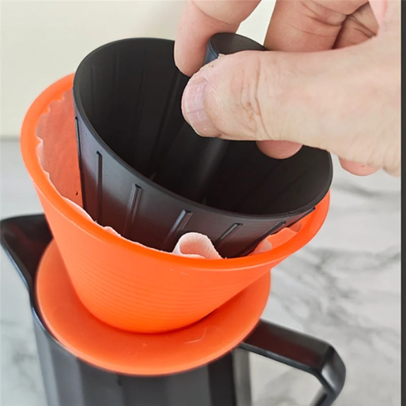 ABVI-折り紙コーンデザインコーヒーフィルターカップ再利用可能な手淹れコーヒードリッパーストレーナー155ミリメートルフィルター紙付き