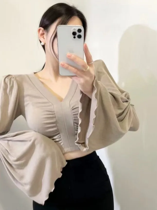 

Шикарная винтажная футболка Ele Sweet Design с v-образным вырезом Bell Sve, женская футболка для похудения, летняя модная женская футболка премиум-класса