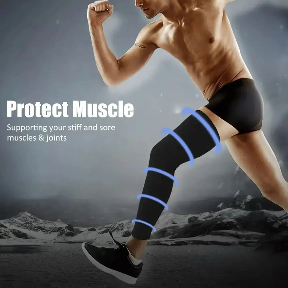 Knee Calf Sleeves Full Leg Sleeves Sweat Wicking Breathable Long Compression Leg Sleeve High Elasticity UV Sun