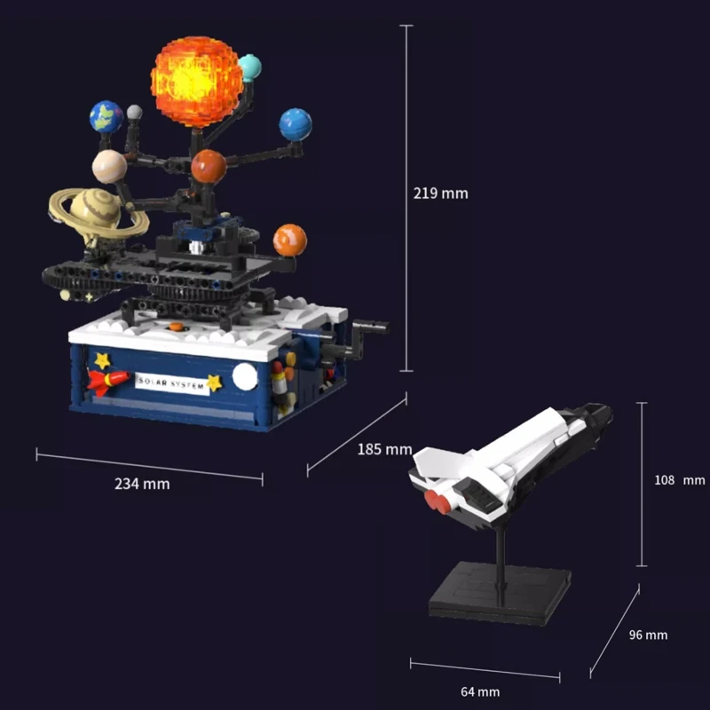 Sistema Solar Exploração Espacial Blocos de Construção Rotativo ABS Plástico Montagem Brinquedo, Modelo de Aprendizagem, Presente para Meninos e Meninas