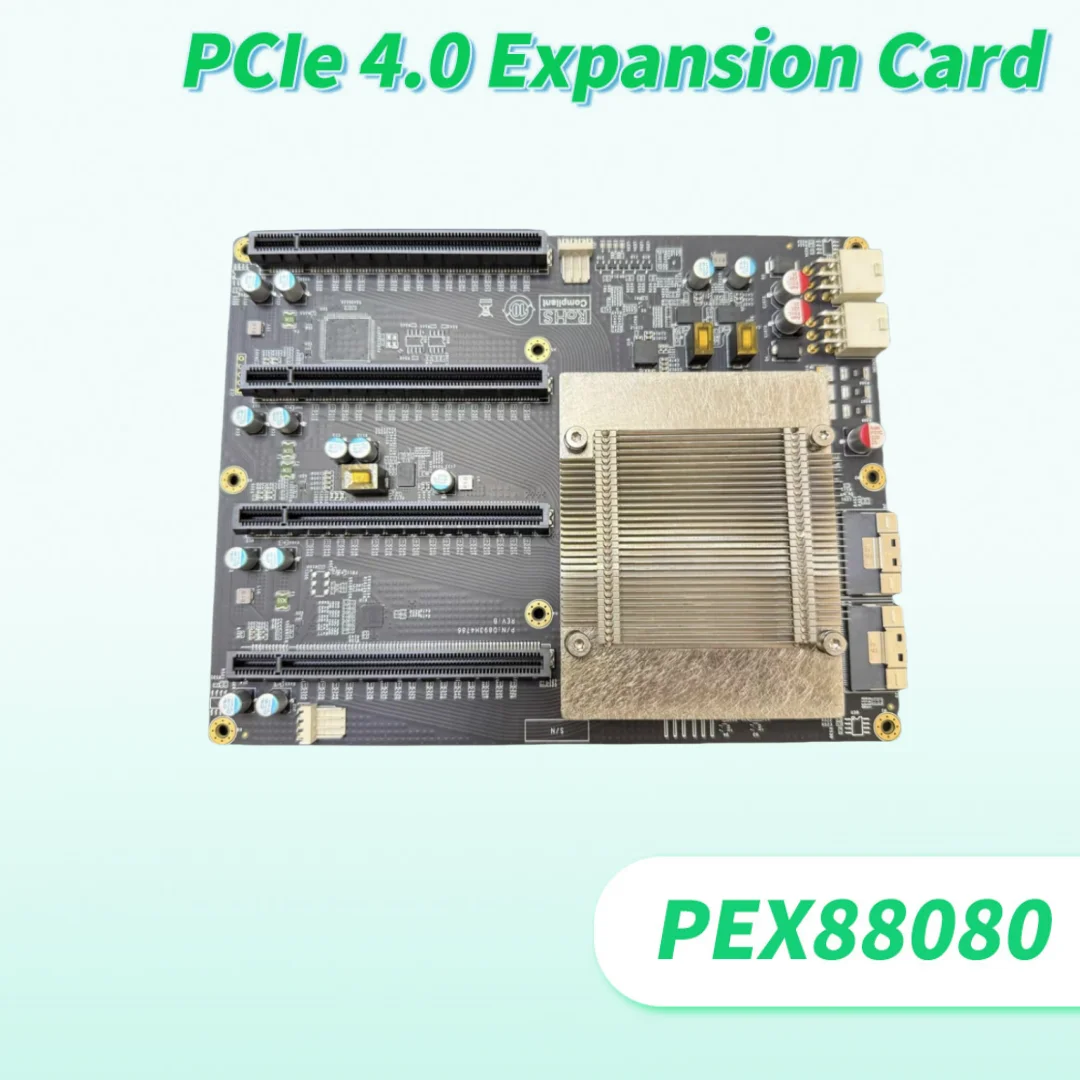 

2025 НОВЫЙ чип Plx88080 PCIe 4,0, карта расширения, 4 порта, дополнительные карты, плата графического процессора, двойной широкий разъем