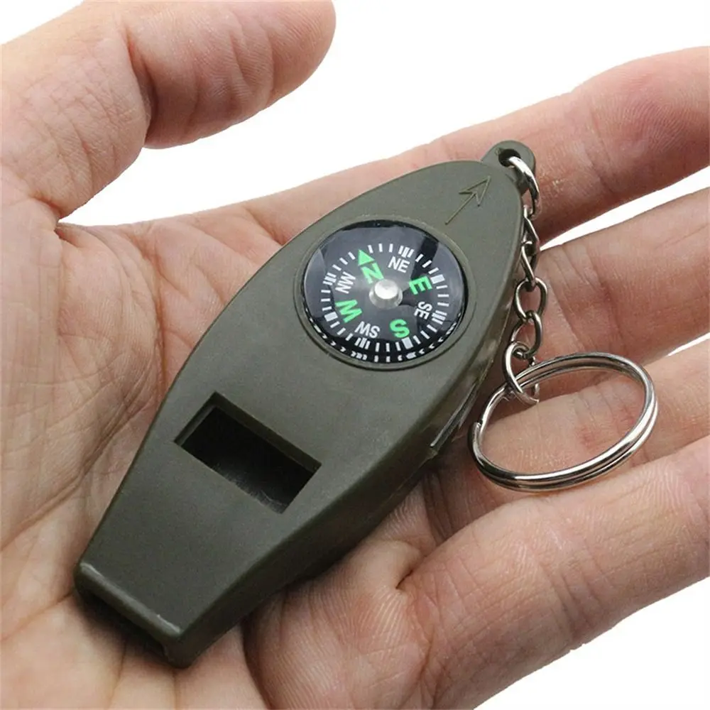 4 in 1 Emergency Whistle Multifunction Thermometer Survival Whistle Compass Camping Tools Outdoor Whistle Fishing Hiking