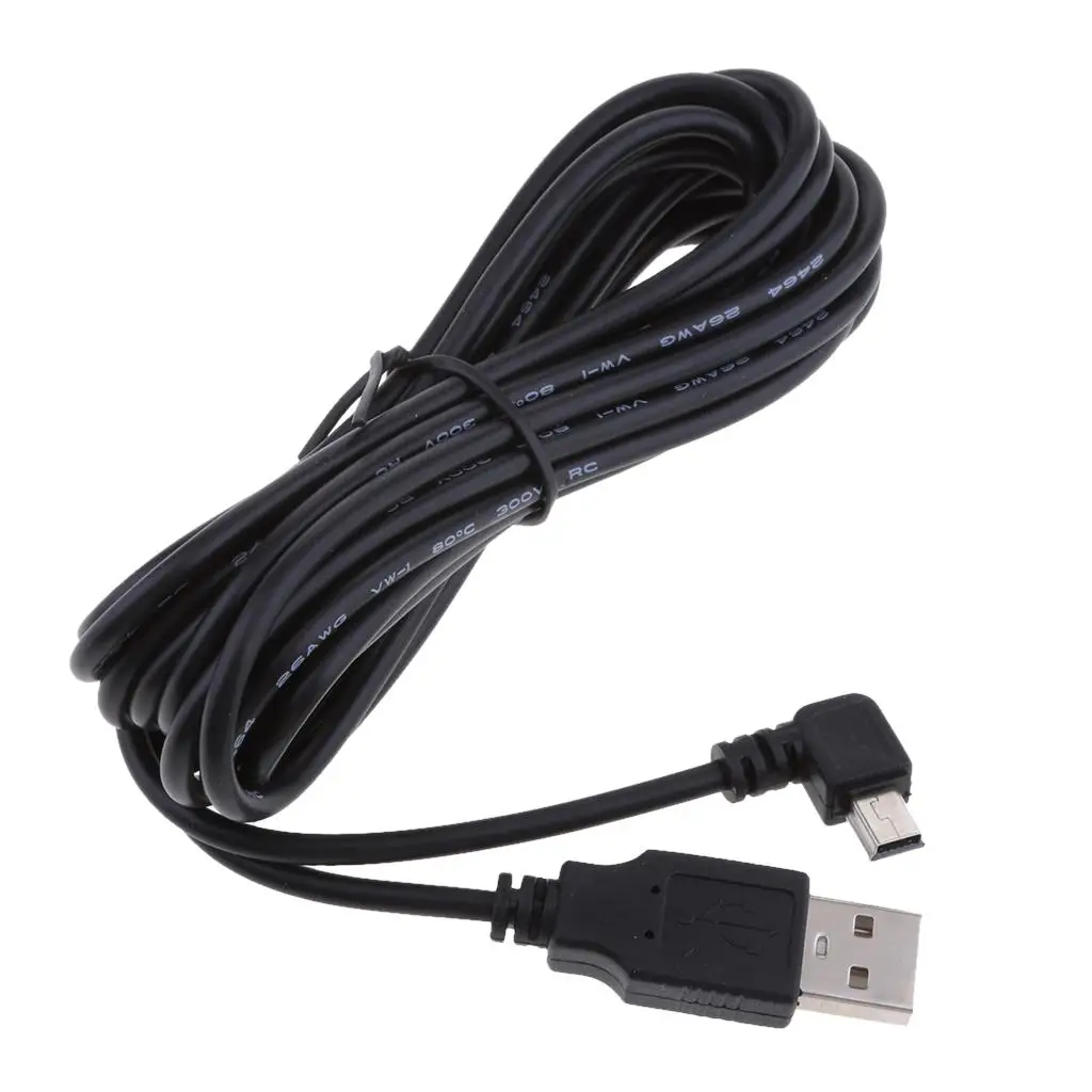 Durable 5V 2A Mini USB Chargers Cable 90 Degree Left Head for DVR Charging