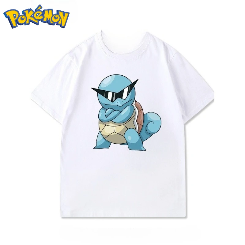 Pokémon2026  Cartoon Squirtle Pattern Neutral Short Sleeve T-shirt Casual Top Street Style Cartoon Pattern Summer Soft  T-shirt