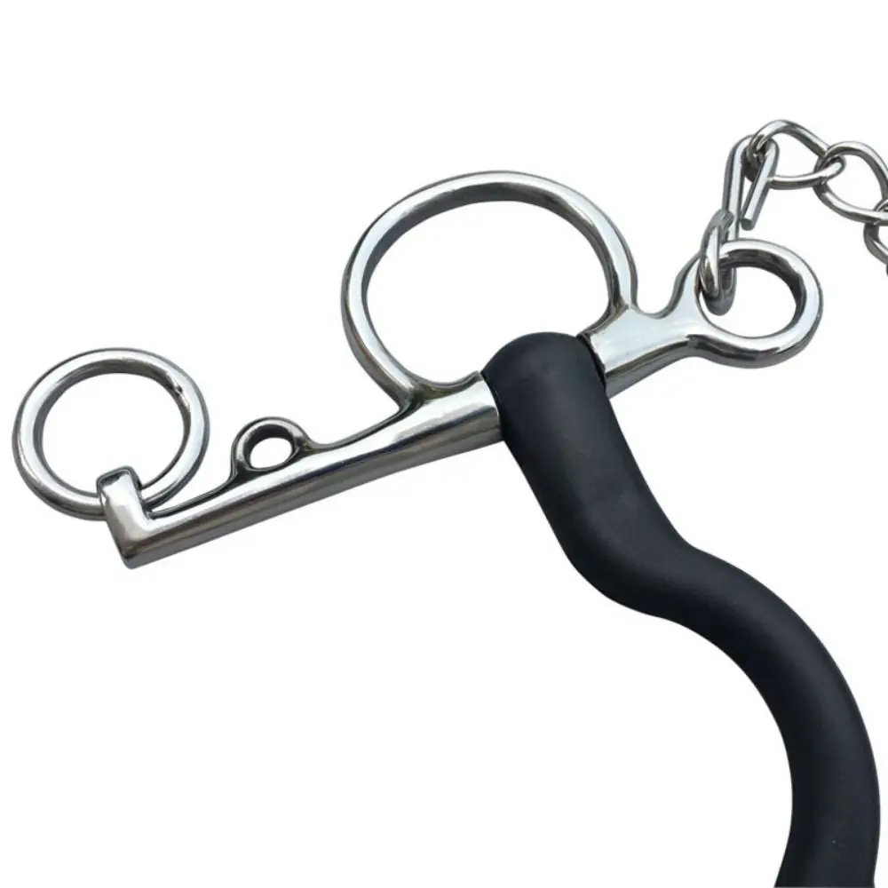 Durable Horse Bit Rust-proof Wrapped Black Rubber Horse Snaffle Bit Thickness Hooks Chain Horse Mouthpiece Equestrian Equipment