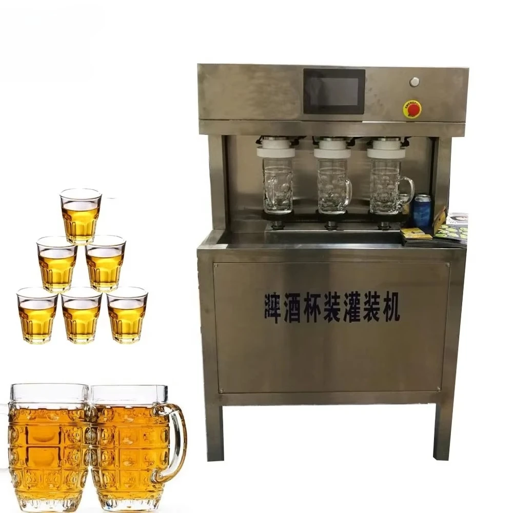 Máquina manual de enchimento de cerveja para copo, linha de planta de produção de engarrafamento de álcool de vodka de vinho de licor, máquina de enchimento de vinho