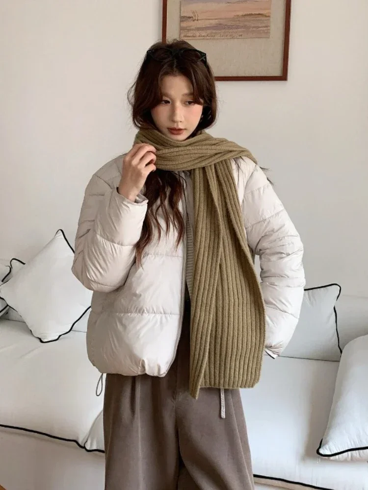 Warm O-Neck Cotton Padded Outerwear 2026 Winter Women's Jacket Korean Patchwork Zipper Stylish Parkas Minimalist Versatile Coat