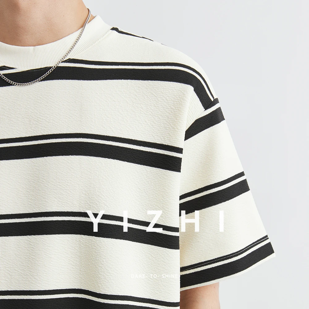 

Fashion Men's Striped Short Sleeve T-shirt Summer New Round Neck Loose Casual Comfortable Breathable T-shirt Tops Men's Clothing