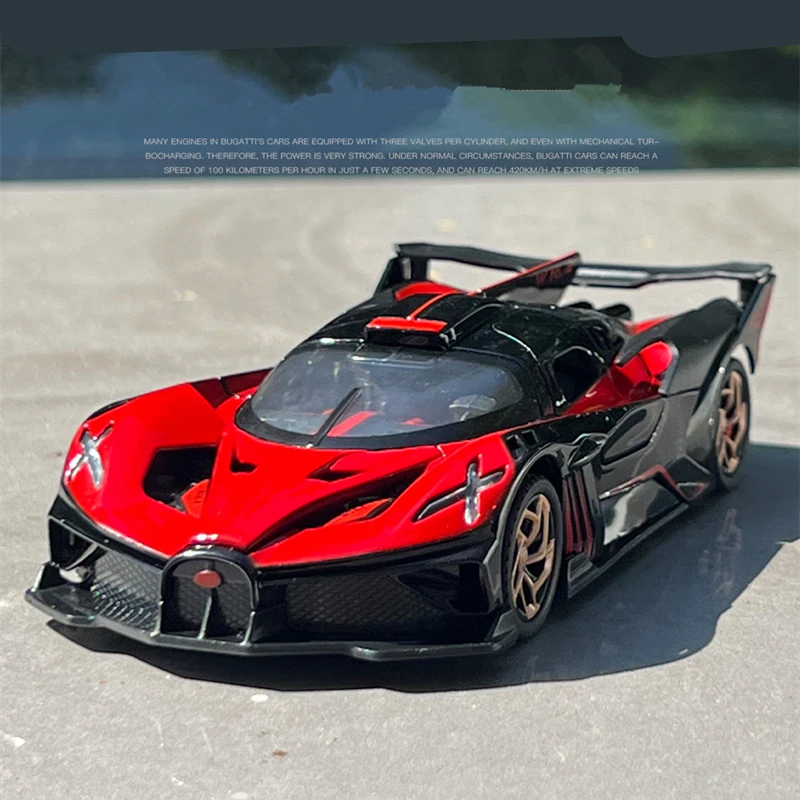 1:32 Bugatti Bolide Alloy Sports Car Model Diecast Metal Concept Racing Car Vehicles Model Simulation Sound Light Kids Toy Gifts