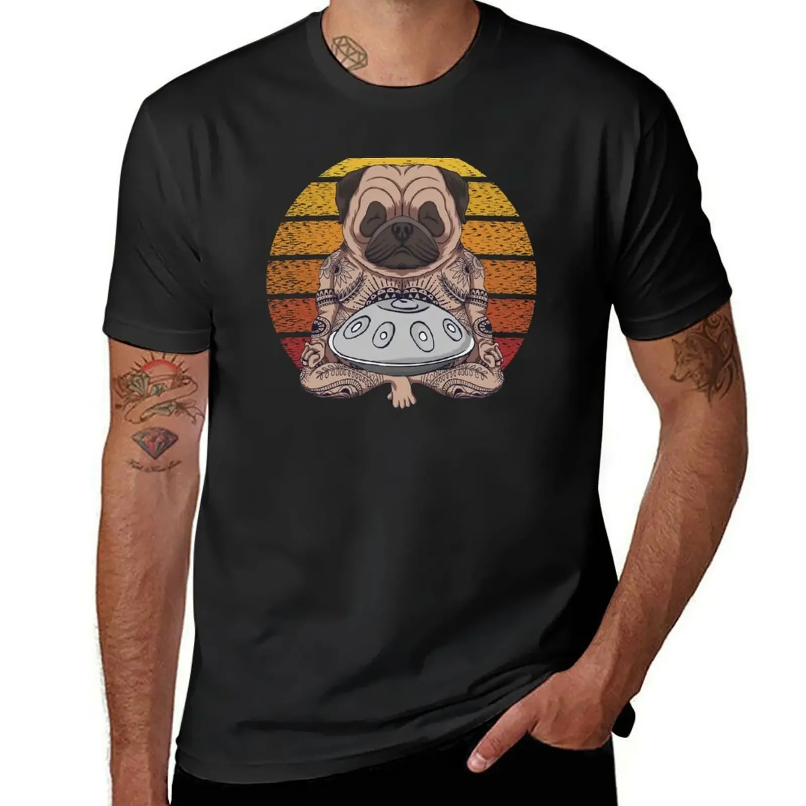 Handpan Pug Art For Hang Drum Player T-Shirt plus size clothes plus sizes essential t shirt heavyweight t shirts for men