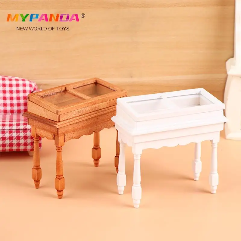 

1pc Dollhouse Miniature Counter Clamshell Jewelry Display Cabinet Showcase Storage Cabinet Furniture Doll House Decor Toy