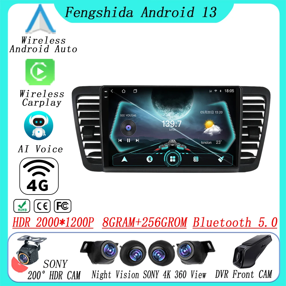 

Android13 For Subaru Outback 3 Legacy 4 2003 - 2009 Car Multimedia Autoradio GPS Navigation Stereo Radio Carplay Auto 5G WIFI TB