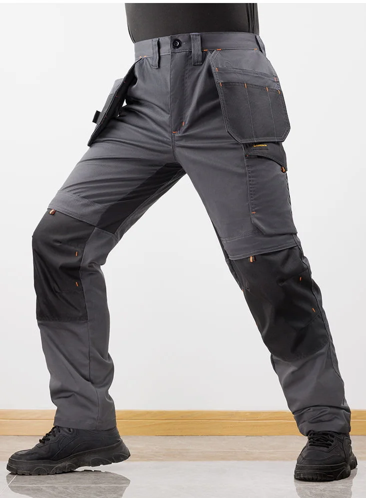 Men Multipurpose Casual Pants, Tactical Outdoor Stretch Pants, Wear-Resistant Pants, Electrician Worker Trousers With Leg Bag