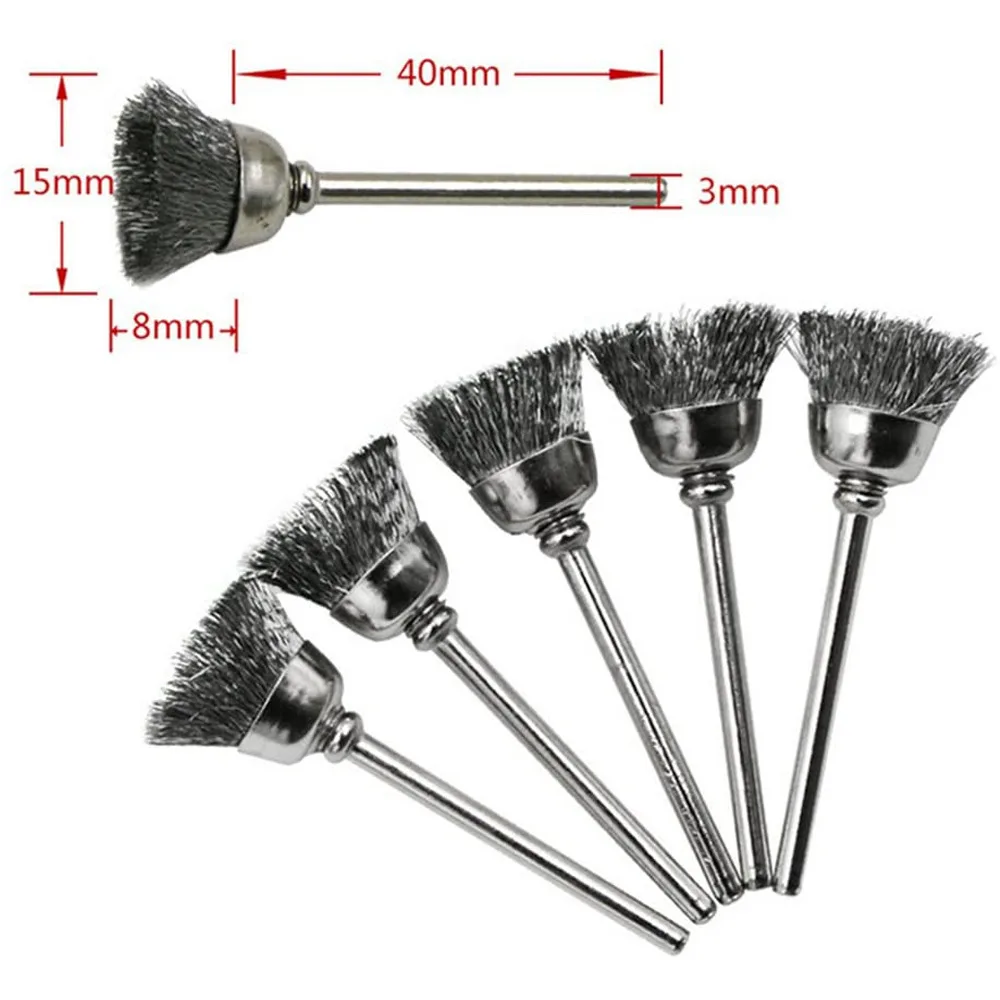 9pcs Mini Wire Brush Wheel Cup Steel Wire Brush Set 1/8inch (3mm) Shank For Power Engraver Rotary Tools Polishing Tools