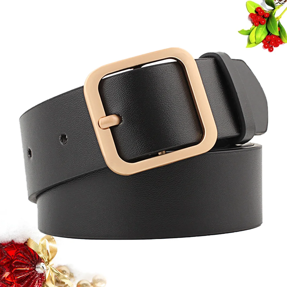 

1pc Women 110Cm X 3.3Cm Black Buckle Adjustable For Waist Hip Casual Belt For Ladies Female Belt