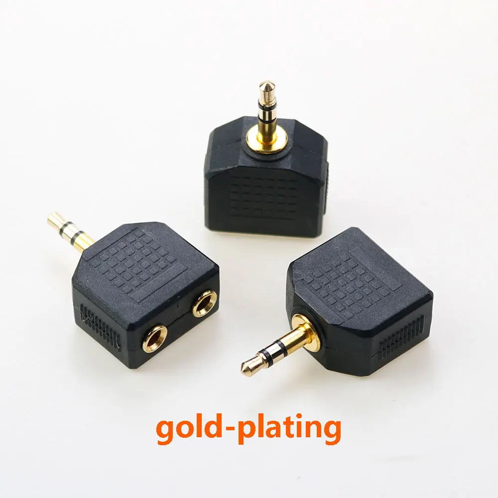 1Pcs Hot Sale High Quality 3.5mm Gold Plated/silvery Male Stereo to Dual 3.5mm Female Jack Y Splitter Audio Adapter Converter