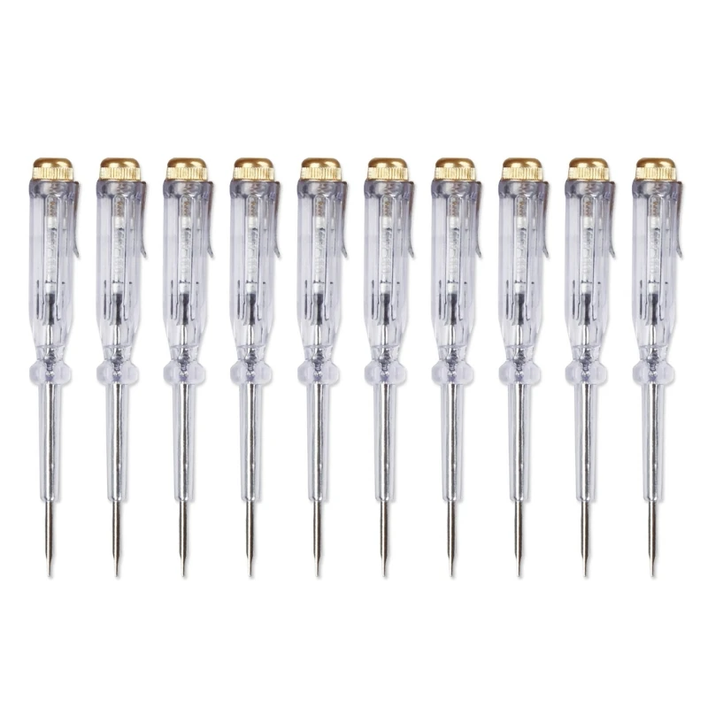 10Pcs/lot AC/DC100-500V Voltage Tester Slotted Screwdriver Electric Test Tools Voltage Test Pen with Clip Electric Dropshipping