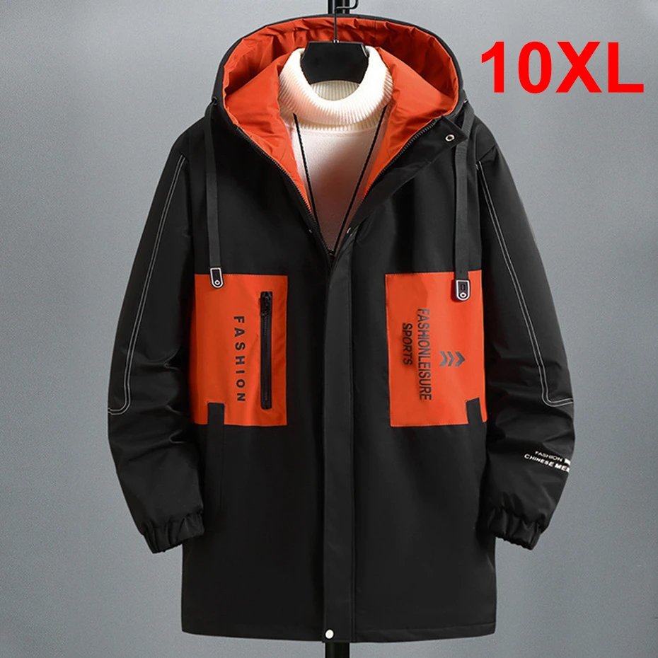 Parkas d\'optique pour hommes, coupe-vent, veste patchwork, manteau chaud, grande taille 10XL, décontracté, mode masculine, hiver