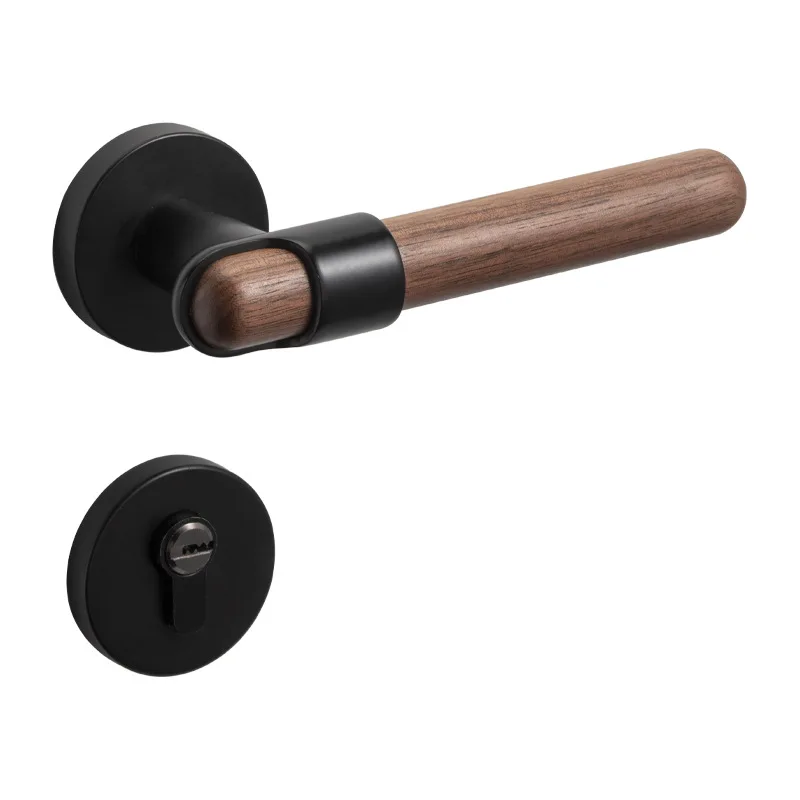 

Walnut door lock, indoor silent room door lock, old-fashioned bedroom magnetic wood door handle