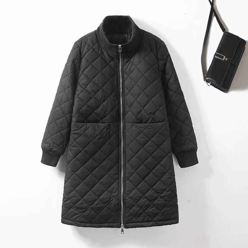 

plus Size Autumn Winter Thiened Jaet Loose Long Zipper Cotton Coat Korean Sle Slimming Stand Collar Lightweight Cotton ...