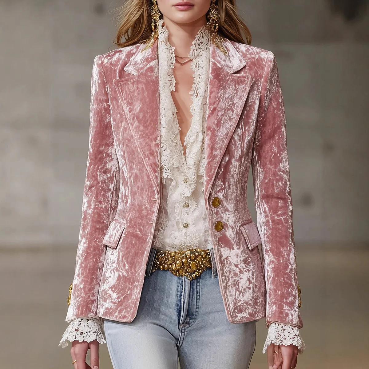 Slim Fit Long Sleeve Fashionable Women's Suit Jacket with Pocket Independent Station Ins Collar 2025 Autumn Collection
