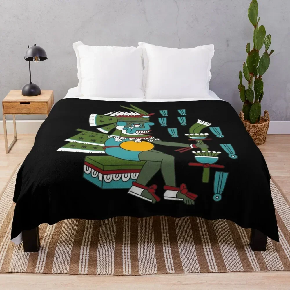 Aztec Deity Tlaloc , God of the Rain, Thunder, Earthquakes, Codex Magliabechiano. Throw Blanket