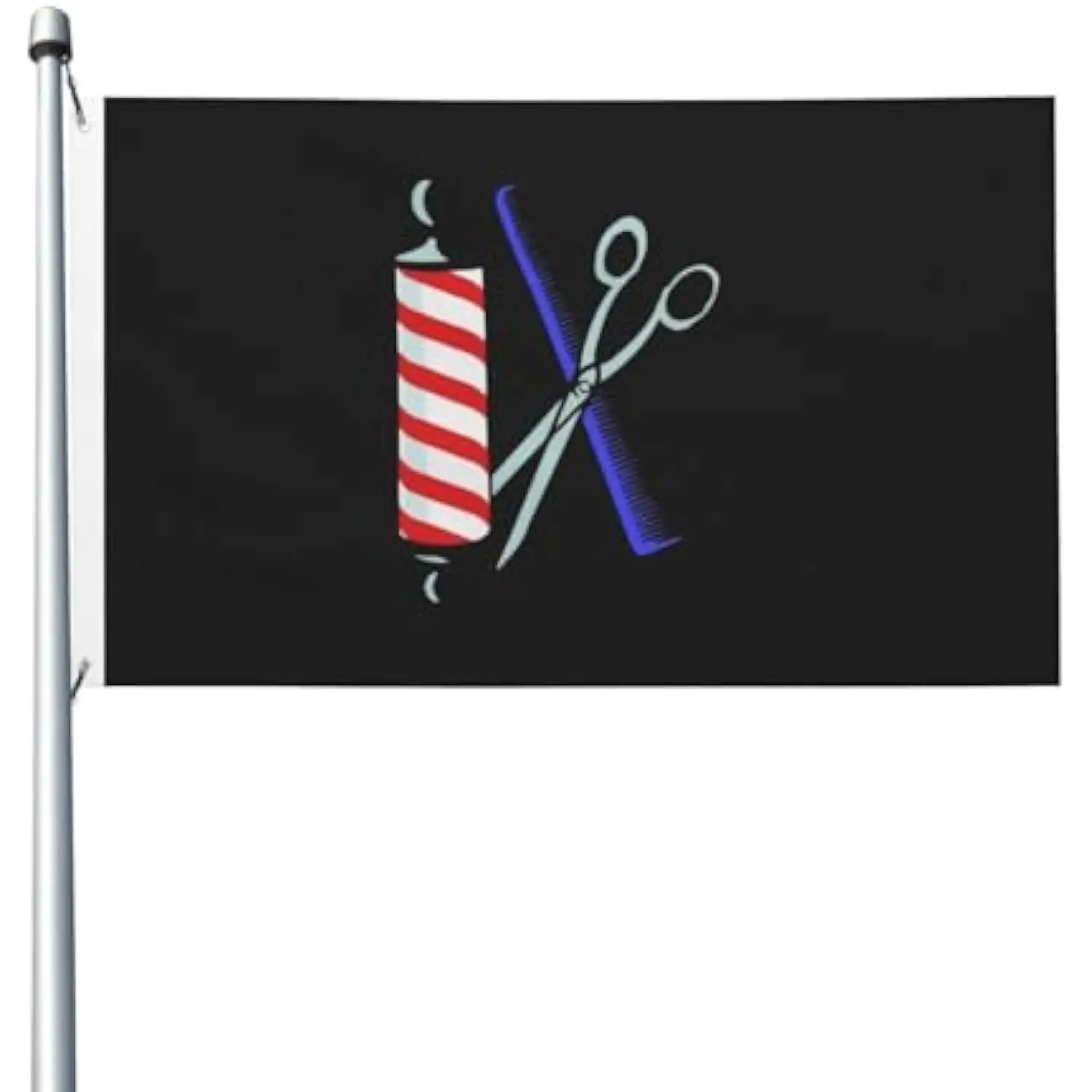 Barber Pole Scissors Comb Flag Single-sided Printing Polyester Outdoor Courtyard Decoration Banner