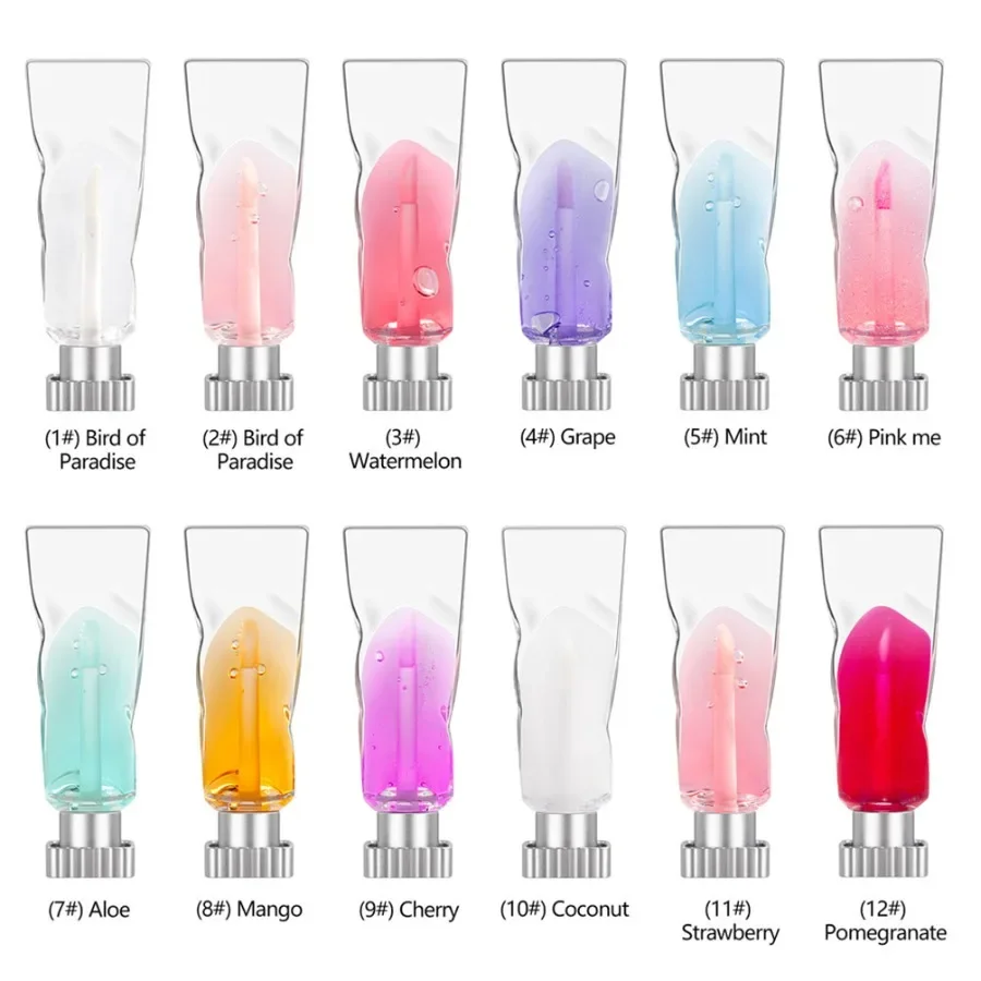 ฉลากส่วนตัว 12 สี Ice Lip Oil บํารุงยาวนานใช้งานง่าย Moisturizing Hydrating Repairing ลด Liplines แต่งหน้า