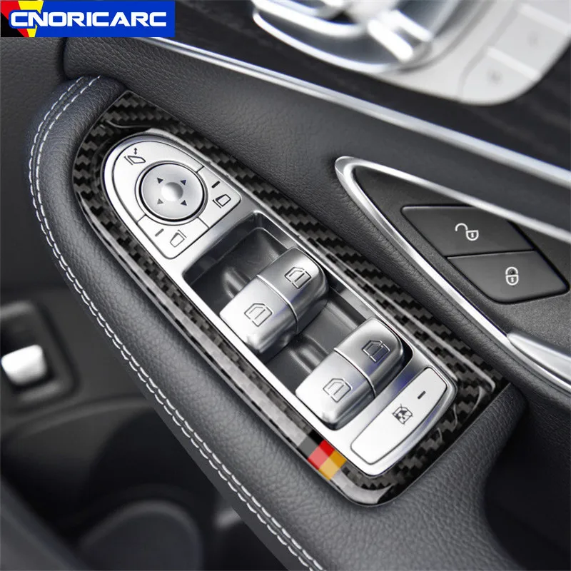 

Car Door Armrest Window Glass Lift Switch Button Frame Decoration Stickers Trim For Mercedes Benz C Class W205 GLC X253 LHD RHD