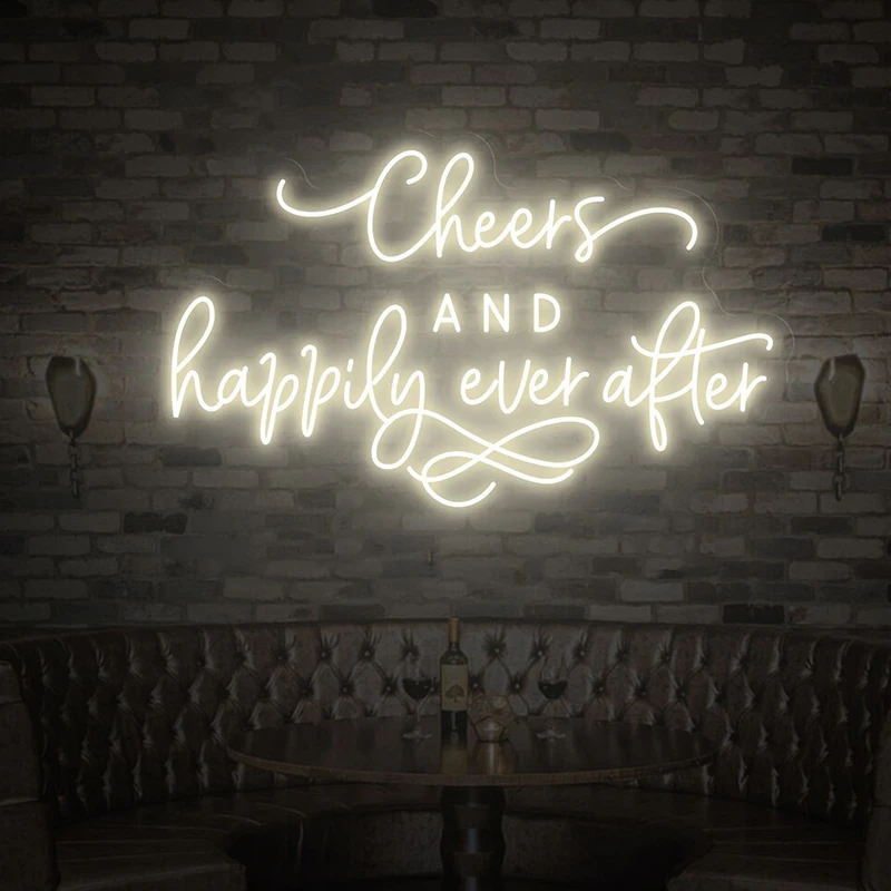 Cheers And Happy Ever After Neon Sign Light Handmade Custom Led Signs for Office Living Room Decoration Neon Night Lights