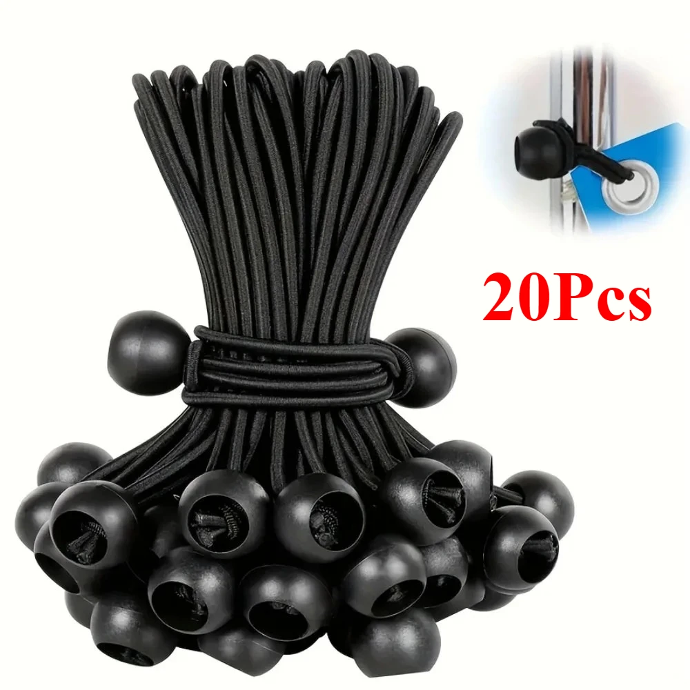 

Bungee Ball Elastic Rope 20pcs Canvas Tarpaulin Flagpole Ties Cord Ends Fixed for Boat Pole Camping Tent Accessories Tarps Lace