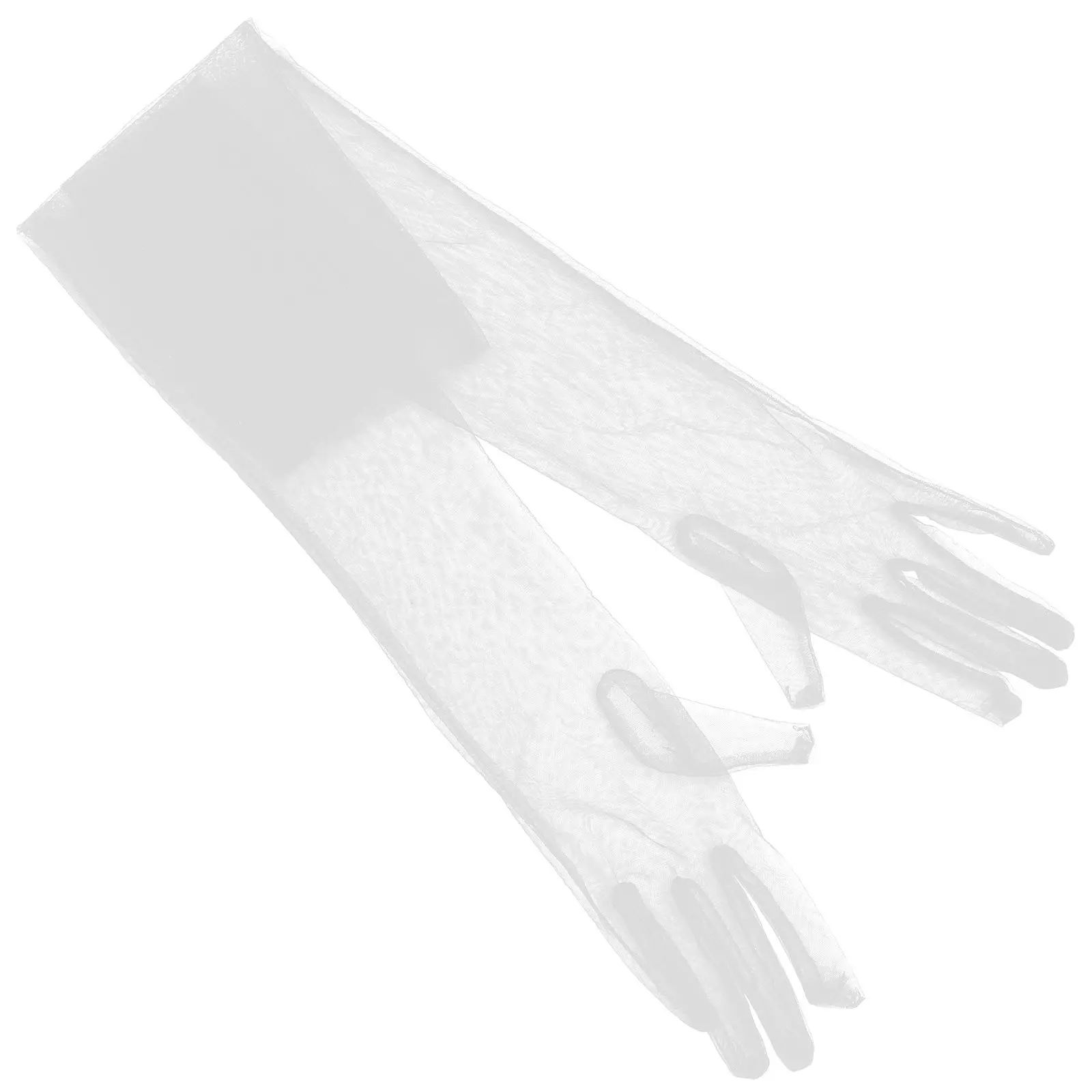 

1Pair White Sheer Gloves Ultra Long Mesh Tulle Opera Gloves for Wedding Bridal Formal Party Evening Gown Accessories
