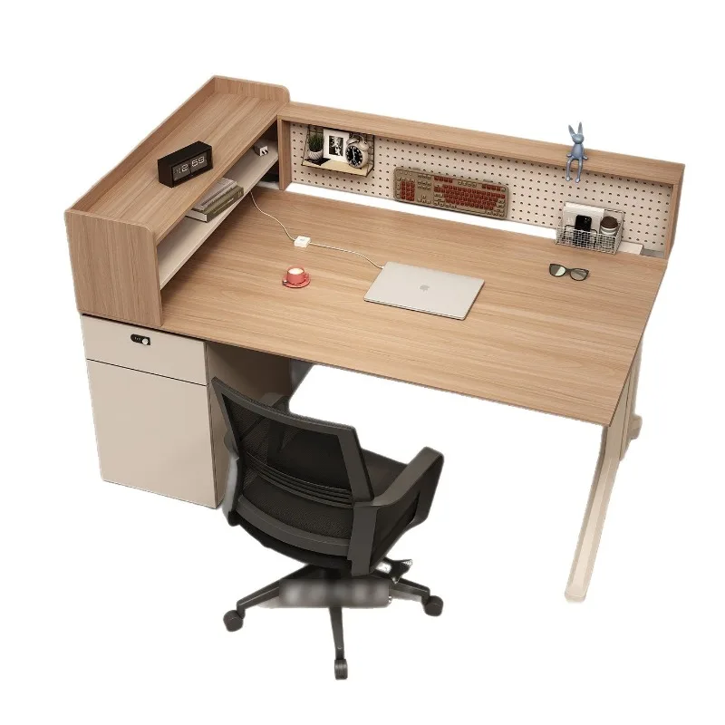 Simple and modern single-seat desk double-seat, work-seat table and chair combination with storage hole board screen series
