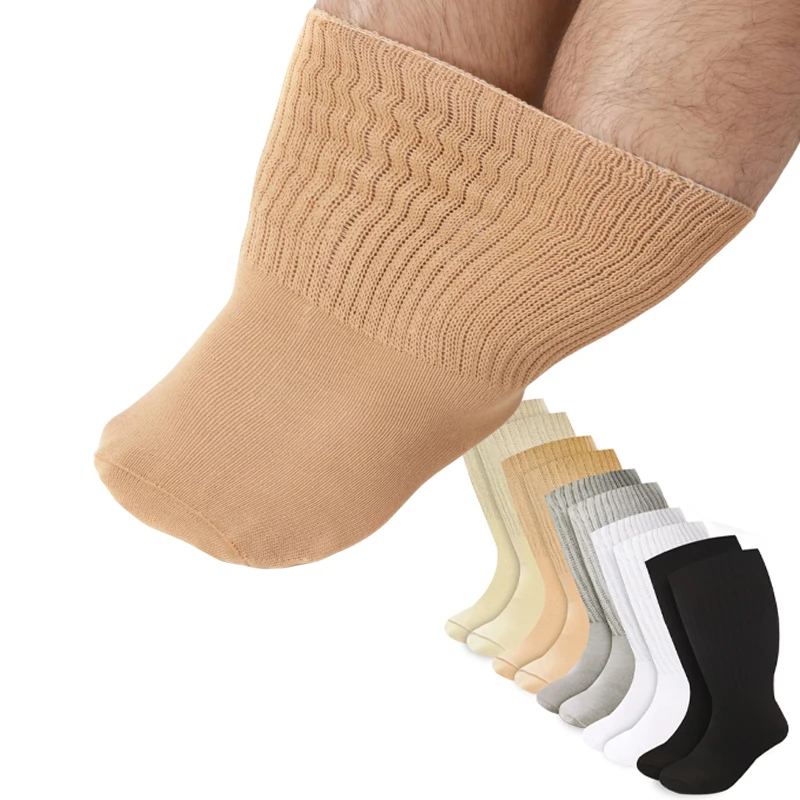 Unisex Anti-slip Oversized Extra Wide Diabetic Socks Bariatric Sock Good Elasticity for Swollen Feet Women\'s Men\'s Gripper Socks