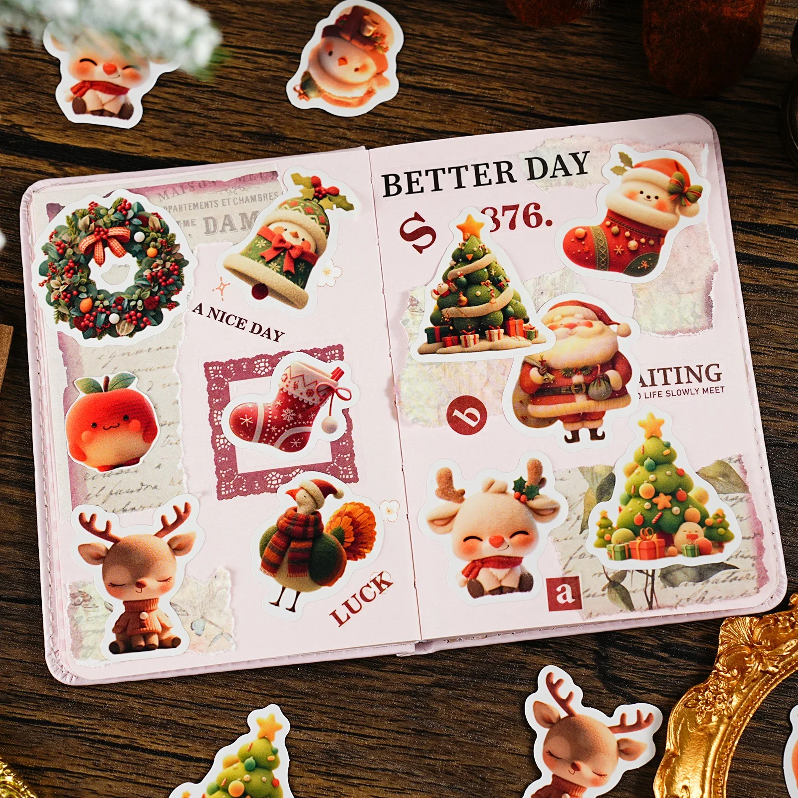 Mr. Paper, 40pcs/pack, Christmas and Halloween Themed Stickers, Cute Cartoon Animal Fruit Decoration Sealing Stickers