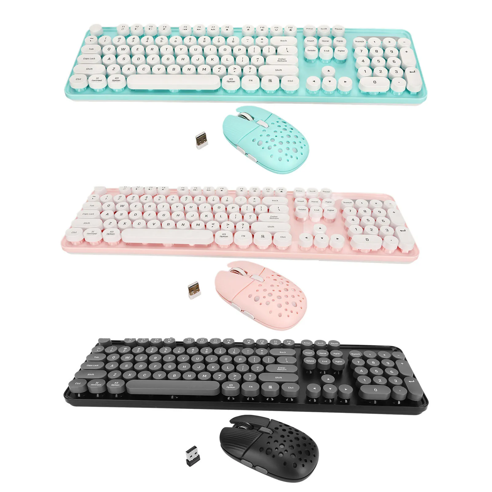 Wireless Keyboard and Mouse Combo 2.4G Wireless Numeric Keypad Pure Color Round Keycaps Easy To Use Wireless Mouse for Office