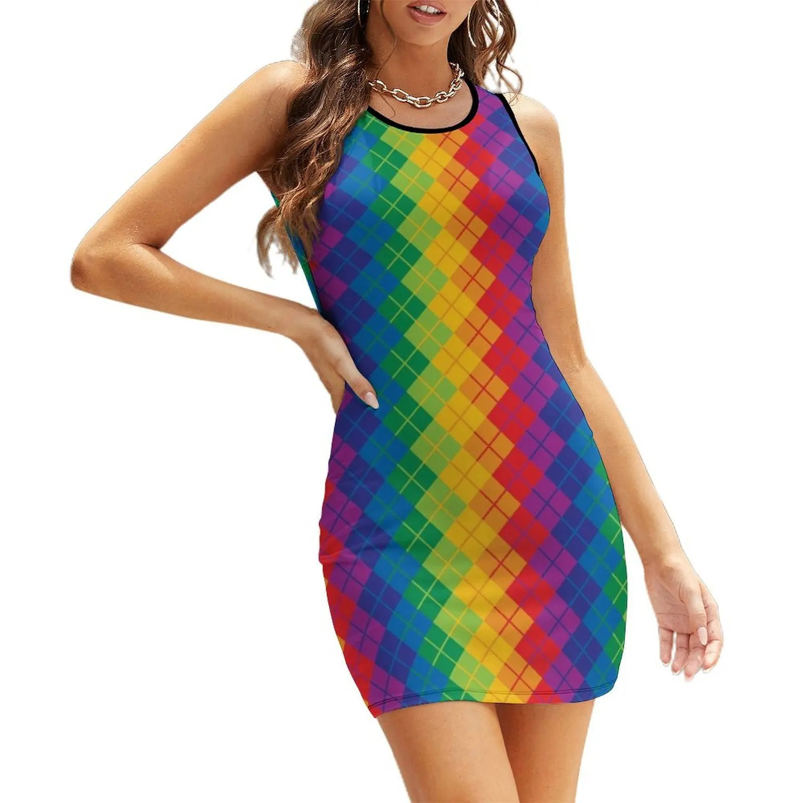 

Rainbow Argyle Sleeveless Sundress elegant women's dresses sale Female dress dresses for women 2025 luxury designer party