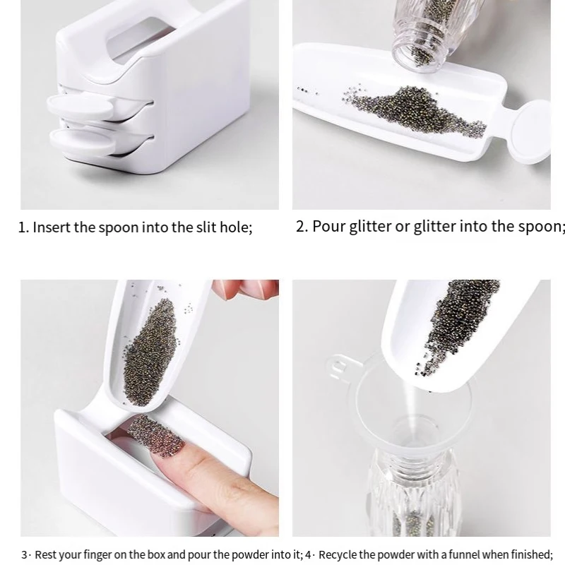 Double Layer Nail Glitter Powder Recycle Box Nail Tool Dust Collector Sequin Rhinestone Container Holder Manicure Storage Case