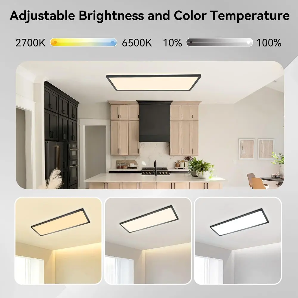 Afbeelding 4: Plafondlamp 22W, 58x20cm 2700K6500K Dimbaar met afstandsbediening, IP44 Waterdichte badkamerverlichting Plafond, Modern Eenvoudig Dun