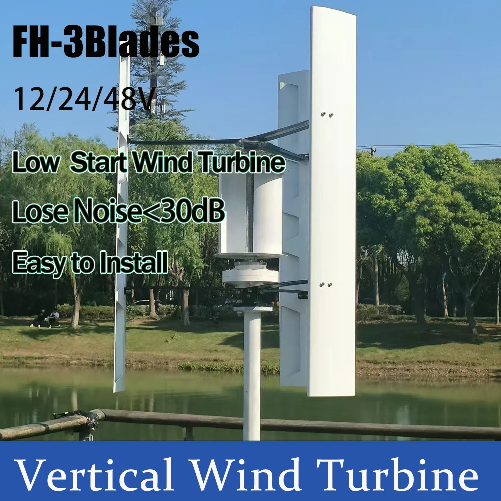 Vertical Axis Wind Turbine 48V Alternative Energy Generator 220v AC Output Household Complete Kit with Controller Inverter