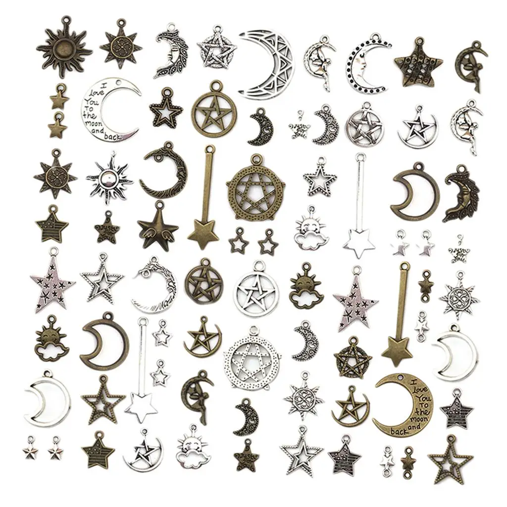 Alloy Lucky Star Beads Pendant Vintage Charms Findings for DIY Necklace Bracelet Earring Accessories