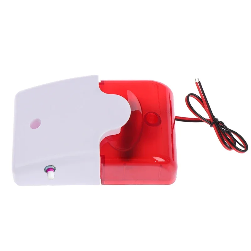 صفارة إنذار فلاش سلكية DC5-12V مع زر حجم قابل للتعديل يصل إلى 120 ديسيبل وإضاءة وامضة حمراء ستروب لأنظمة إنذار الأمان #6