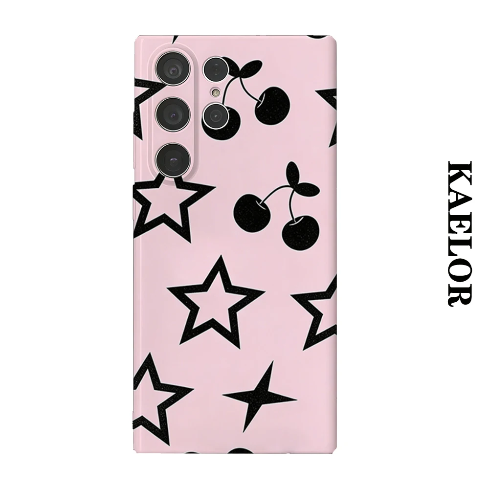 Cherry Star Pop Durable Shiny Double-layer Case for Samsung S26 Ultra S25 S24 S23 Plus Anti-drop Scratch Resistant Cover