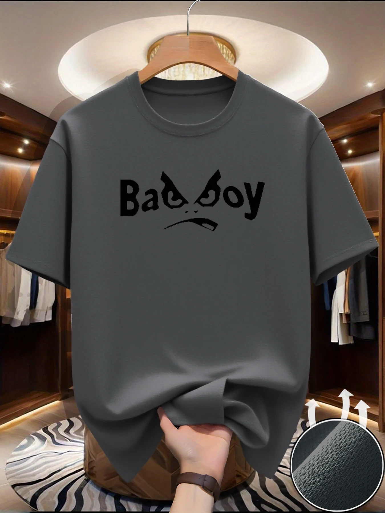 Summer men's casual loose plus letter printed round neck short sleeved T-shirt top, high street unisex style