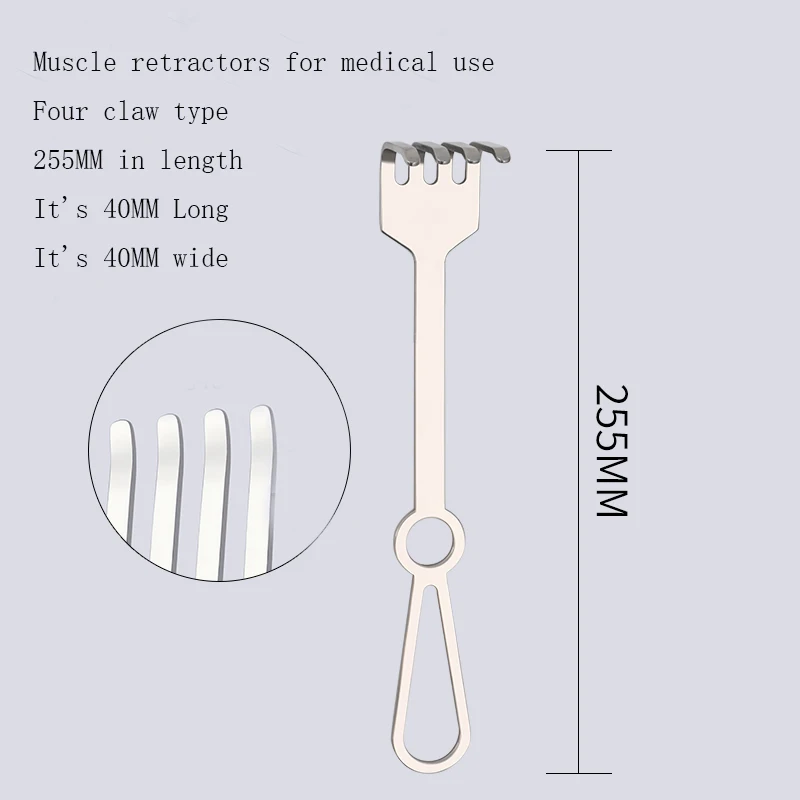 Retractor de piel, retractor profundo, tres dientes, cuatro dientes, cinco dientes, plano, retractor médico