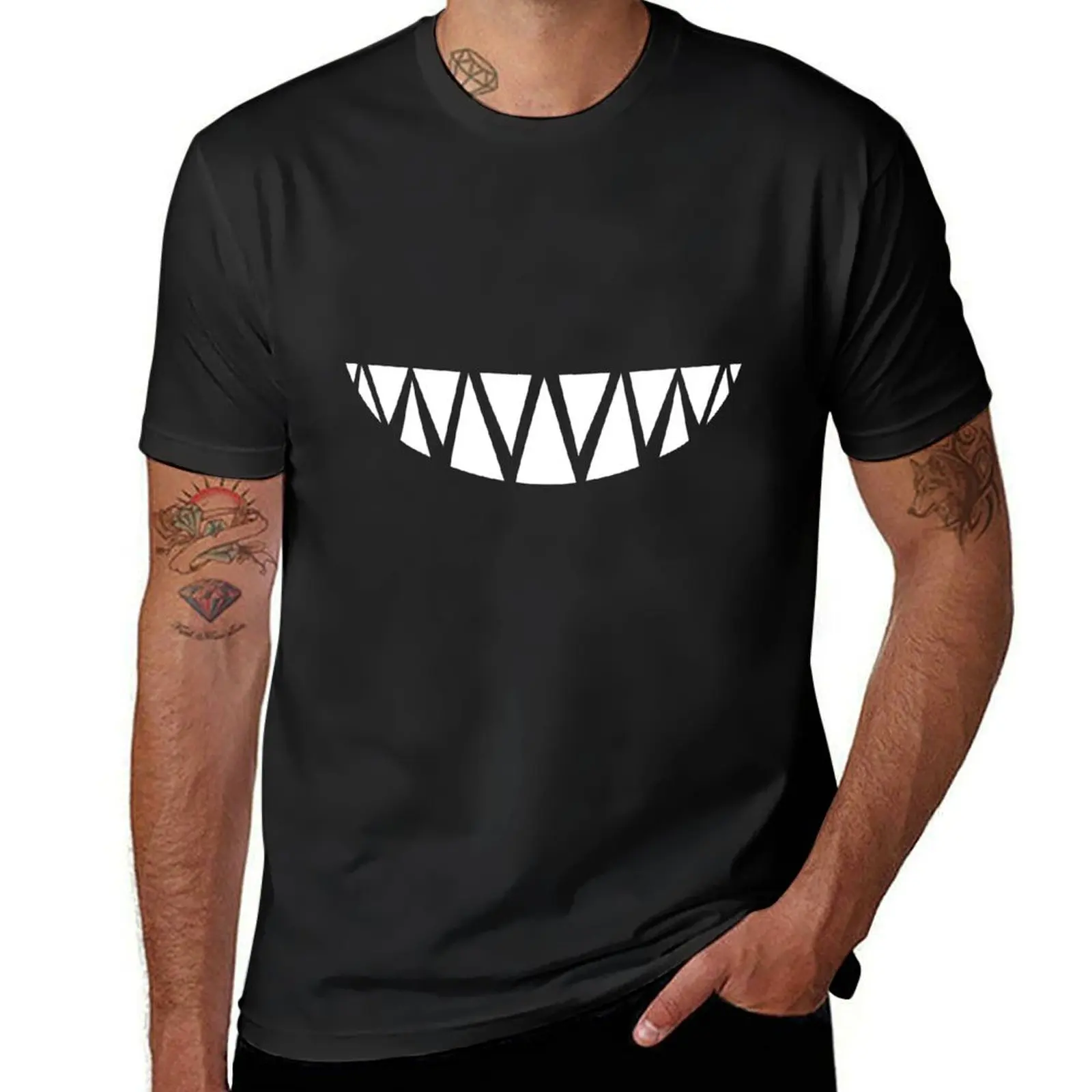 MADNESS || WHITE SHARK JAW TEETH GRILLZ T-Shirt hippie clothes cute tops quick drying sublime fitted t shirts for men