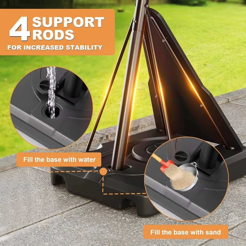 Outdoor Basketball Hoop with 33/44 Inch Shatterproof Backboard, 5-10ft Adjustable Height, Regulation Crank Goal System