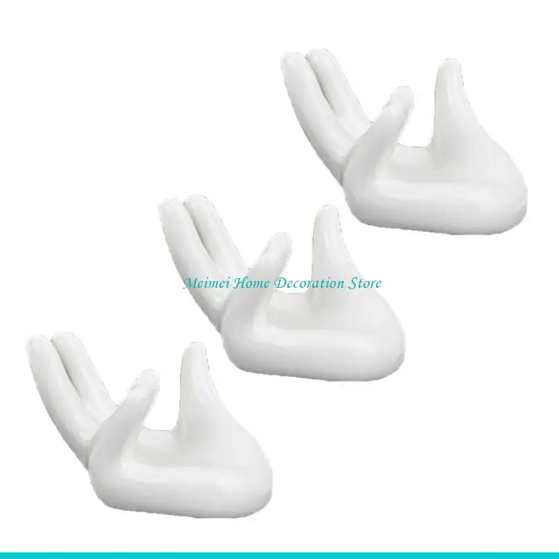 

H7BF 3Pcs Air Plant Holder Ceramics Mini Hand Stand Small Container Pots Plant Decorative Decors for Desk Table